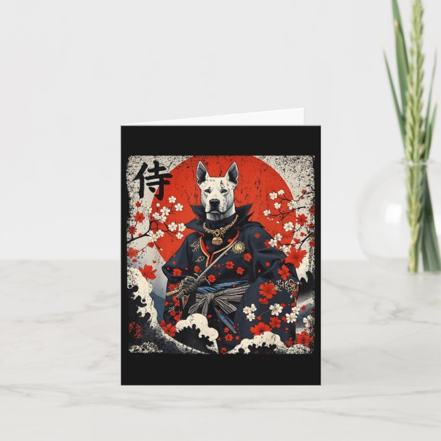 Japanese Samurai Pitbull Tattoo Kawaii Ukiyo-e Nin Card (Front)