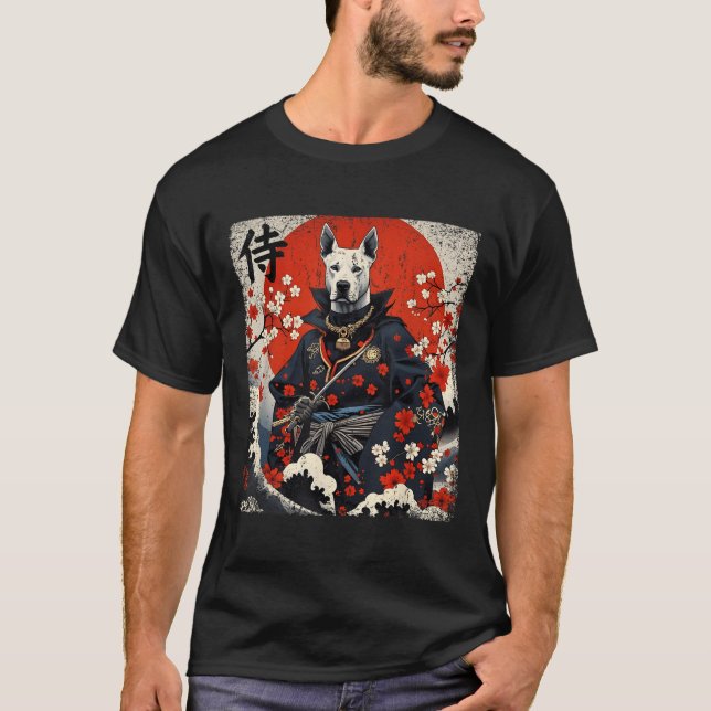 Japanese Samurai Pitbull Tattoo Kawaii Ukiyo-e Nin T-Shirt (Front)