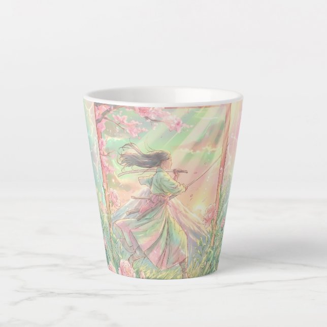 Japanese Samurai Sakura latte cup (Front)