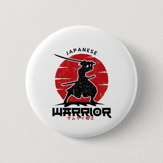 Japanese Samurai Silhouette cushion Button