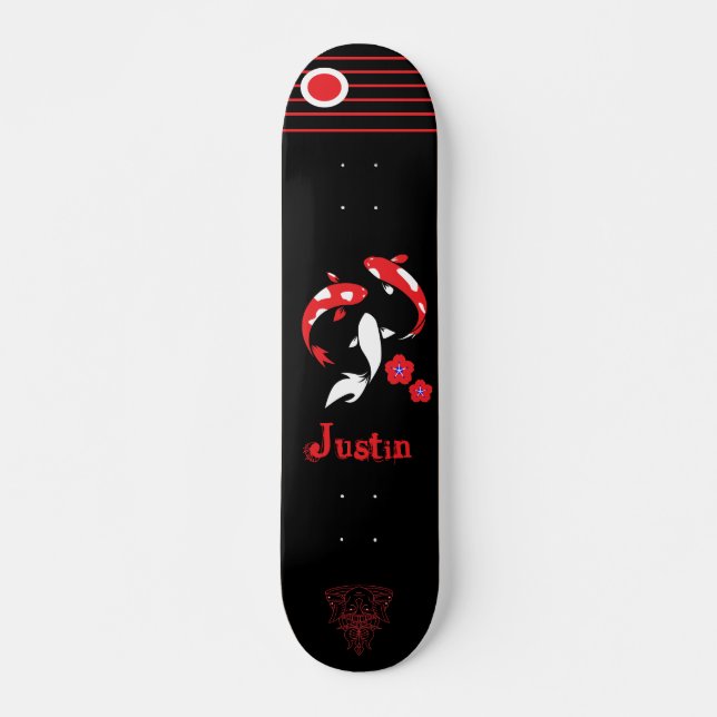 Japanese Samurai skateboard with name (Front)