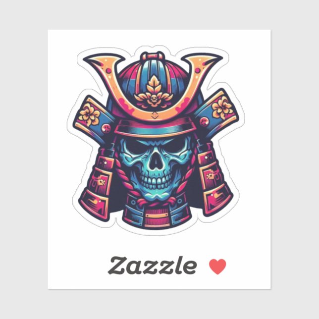 Japanese Samurai Skull Sticker (Sheet)