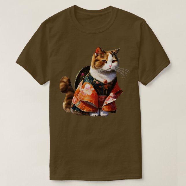 Japanese Samurai Sphynx Cat Cherry blossom Cat Kit T-Shirt (Design Front)