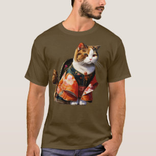 Japanese Samurai Sphynx Cat Cherry blossom Cat Kit T-Shirt