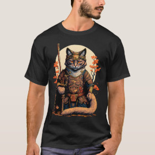 Japanese Samurai Sword Cat Warrior Samurai Cat T-Shirt