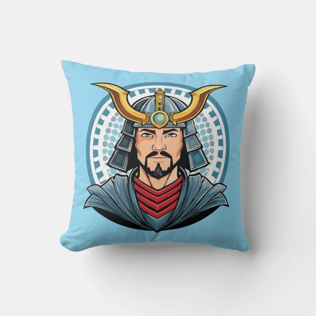 Japanese samurai throw pillow (Front)