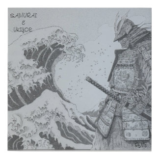 Japanese samurai&ukiyoe original art faux canvas print