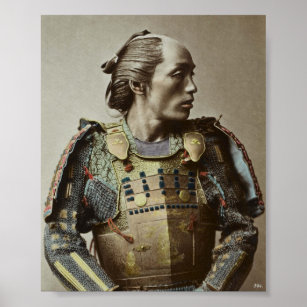 Japanese Samurai Vintage Photo Hand colored Poster