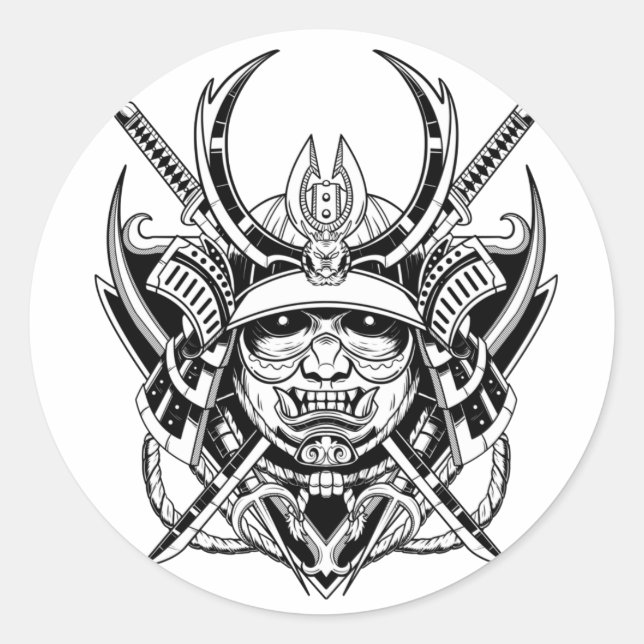 Japanese Samurai Warrior  Classic Round Sticker (Front)