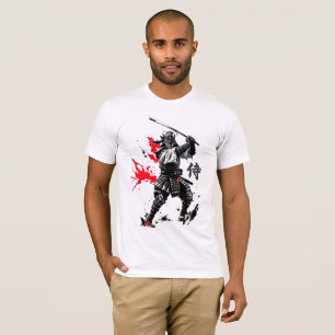 Japanese Samurai Warrior Ink Wash Art T-Shirt