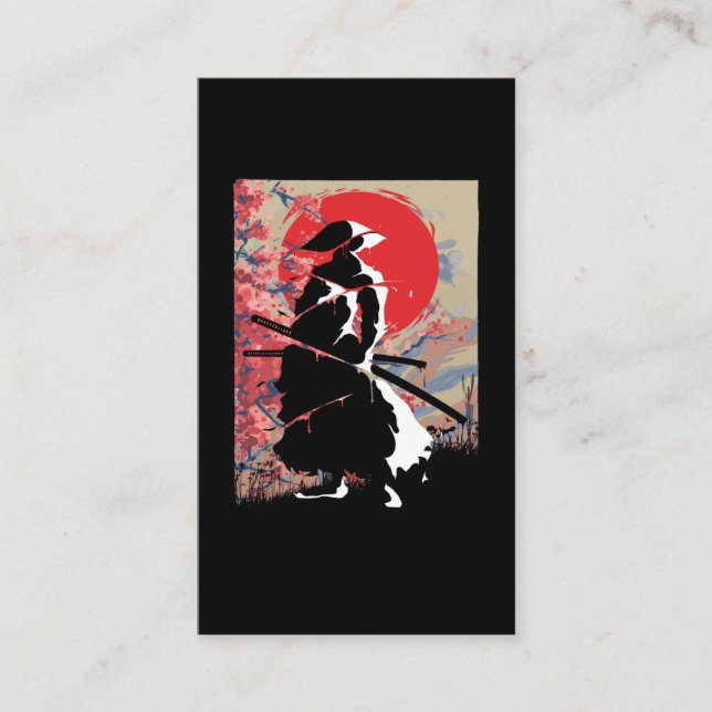Japanese Samurai Warrior Japan Bushido Swordsman Business Card (Front)
