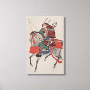 Japanese Samurai Warrior on Horse Print Canvas Art
