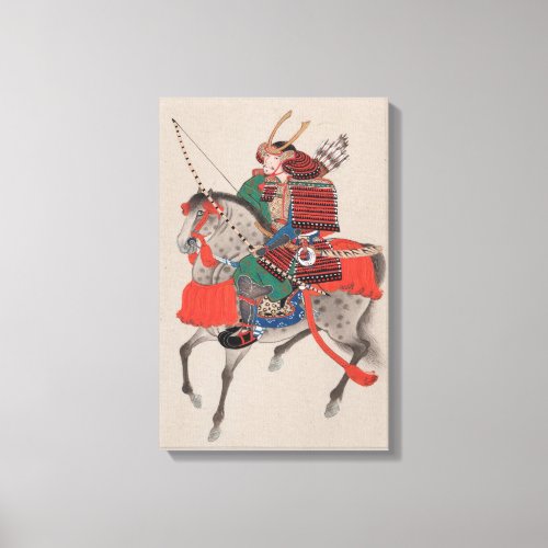 Japanese Samurai Warrior on Horse Print Canvas Art