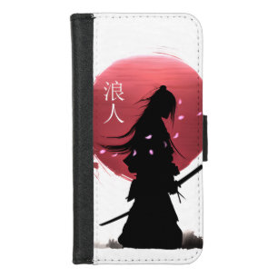 Japanese samurai warrior on red sun  iPhone 8/7 wallet case