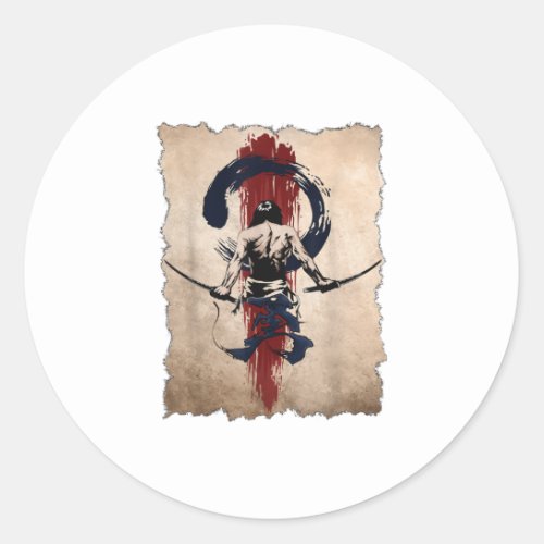 Japanese Samurai Warrior Retro Vintage Classic Round Sticker