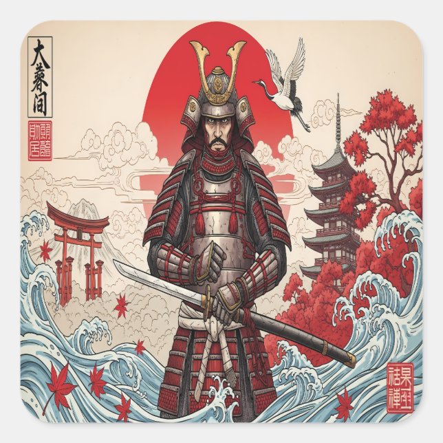 Japanese Samurai Warrior  Square Sticker (Front)