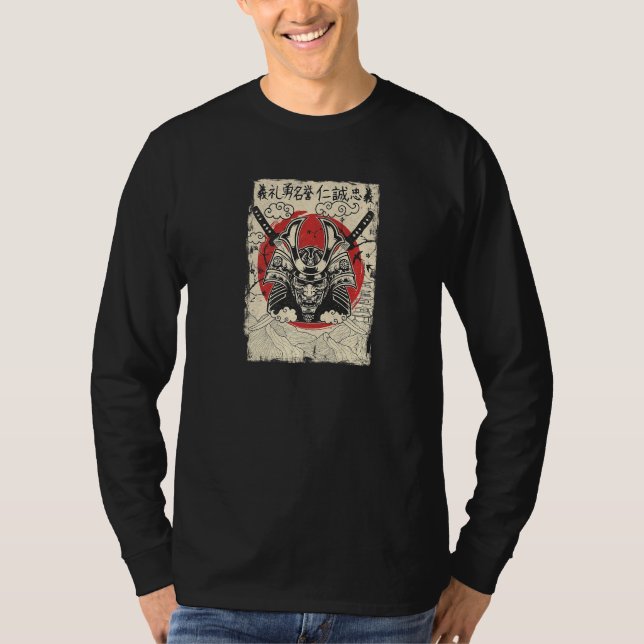 Japanese Samurai Warrior Swordsman Oni Mask Skull  T-Shirt (Front)