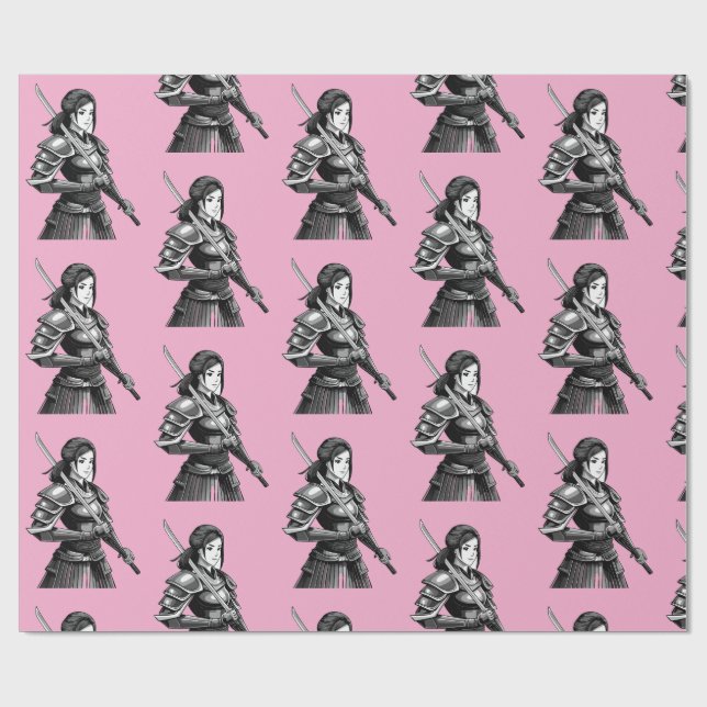 Japanese samurai warrior - woman wrapping paper (Flat)