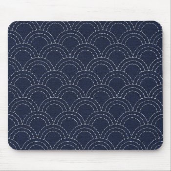 Japanese Sashiko Ocean Waves Mouse Pad by timelesscreations at Zazzle