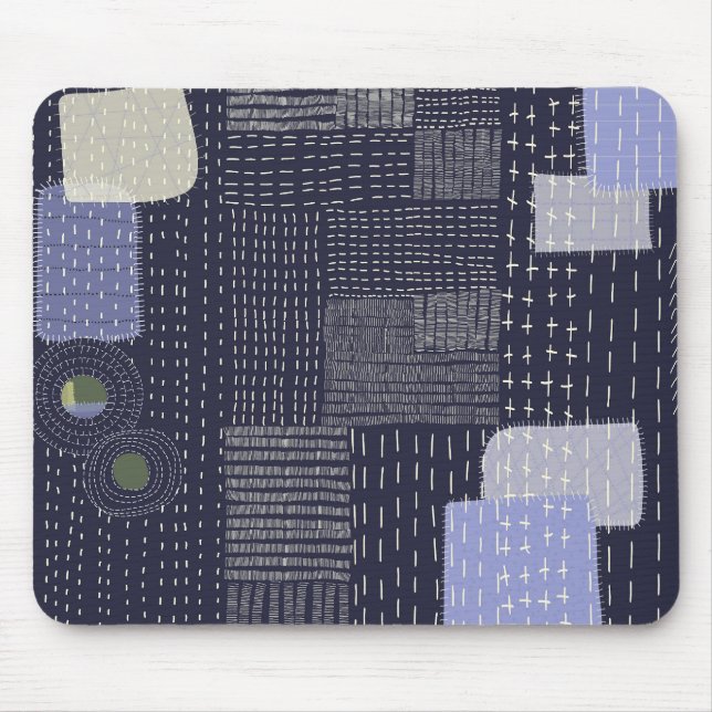 Japanese sashiko stiches resembling pattern mouse pad (Front)