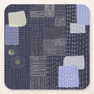 Japanese sashiko stiches resembling pattern square paper coaster