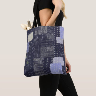 Japanese sashiko stiches resembling pattern tote bag