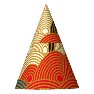 Japanese Scales Waves: Red Gold. Party Hat