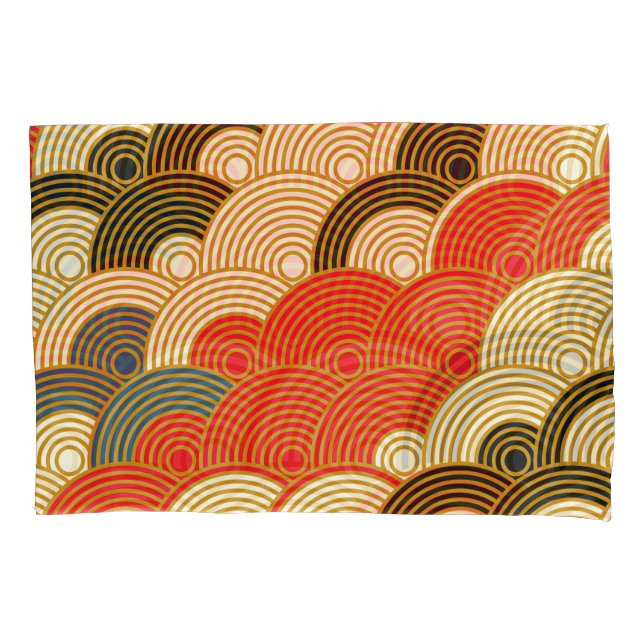 Japanese Scales Waves: Red Gold. Pillow Case (Front)