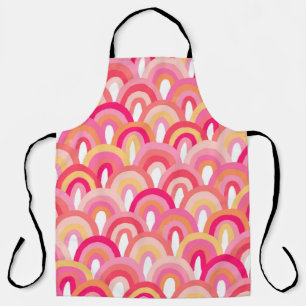 Japanese scallops seamless pattern, colorful rainb apron