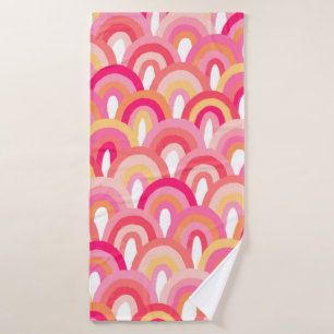 Japanese scallops seamless pattern, colorful rainb bath towel