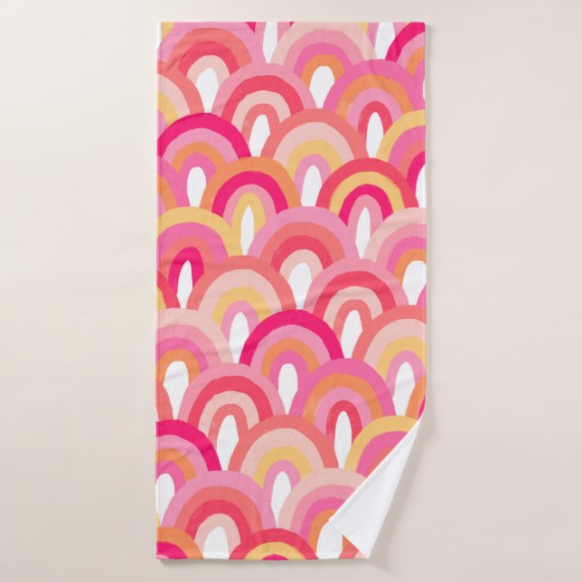Japanese scallops seamless pattern, colorful rainb bath towel (Bath Towel)