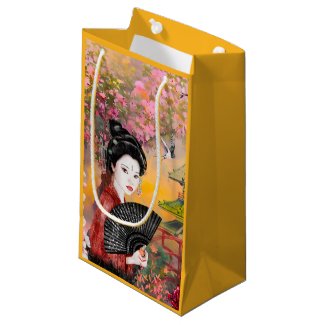 Japanese Scene With A Woman Small Gift Bag