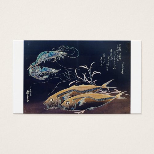 Japanese Sea Life Painting circa 1800's Business Card