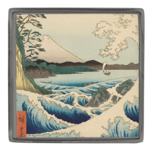 Japanese Sea of Satta Hiroshige Art  Gunmetal Finish Lapel Pin