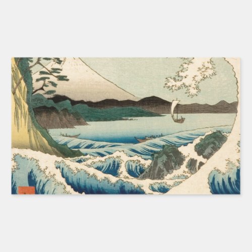 Japanese Sea of Satta Hiroshige Art  Rectangular Sticker