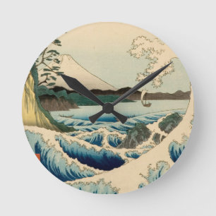 Japanese Sea of Satta Hiroshige Art Round Clock