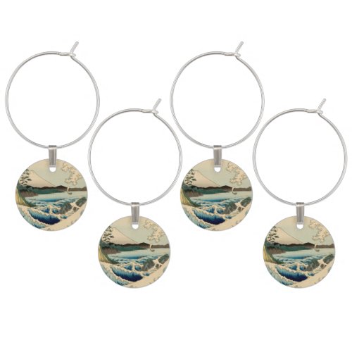 Japanese Sea of Satta Hiroshige Art  Wine Glass Charm