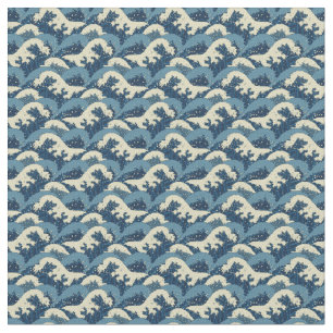 Japanese sea waves pattern fabric
