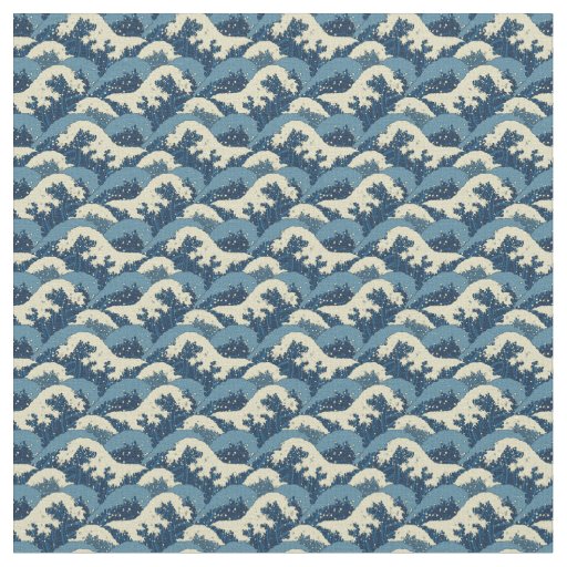 Japanese sea waves pattern fabric