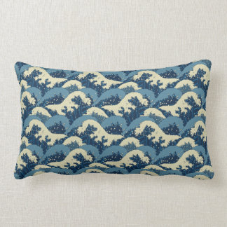 Japanese sea waves pattern lumbar pillow