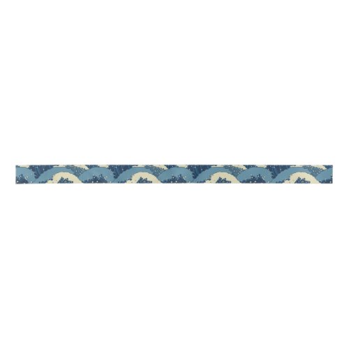 Japanese sea waves pattern satin ribbon