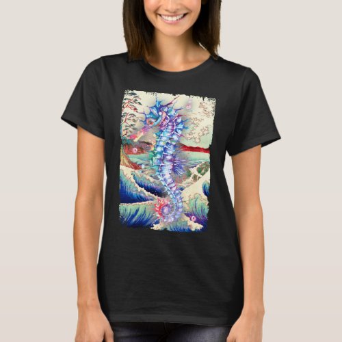 Japanese Seahorse Colorful Sea Horse Nature Art T_Shirt