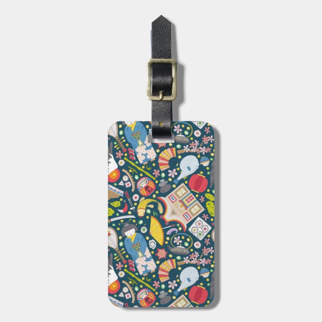 Japanese Seamless Pattern Luggage Tag (Front Vertical)
