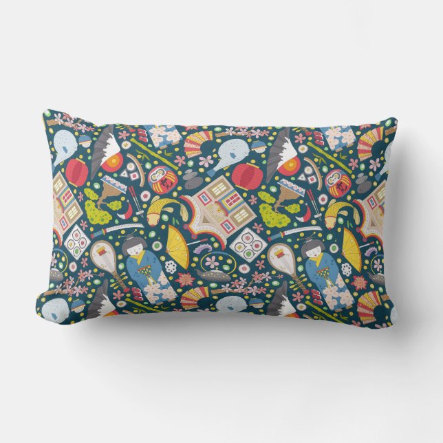 Japanese Seamless Pattern Lumbar Pillow (Front)