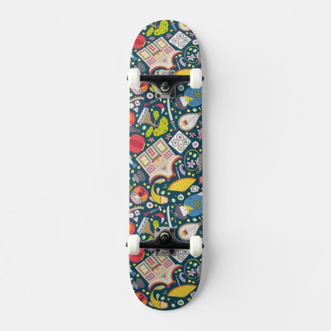 Japanese Seamless Pattern Skateboard (Front)