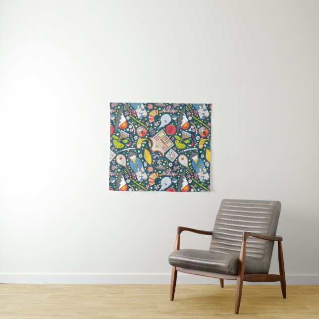 Japanese Seamless Pattern Tapestry (In Situ (Horizontal))