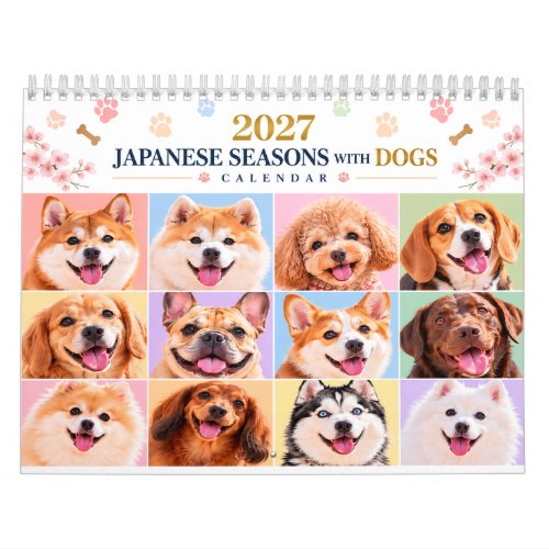 Japanese Seasons with Dogs 2027 Wall Calendar
