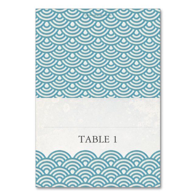 Japanese Seigaiha Foldable Place Card Setting (Front)