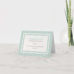 Japanese Seigaiha Personalized Wedding Thank You Card
