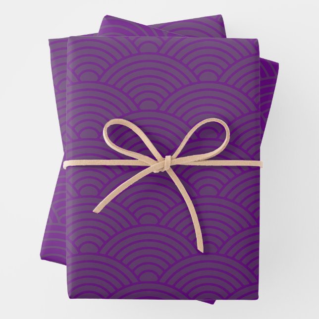 Japanese Seigaiha Wave | Grimace Purple Wrapping Paper Sheets (In situ)